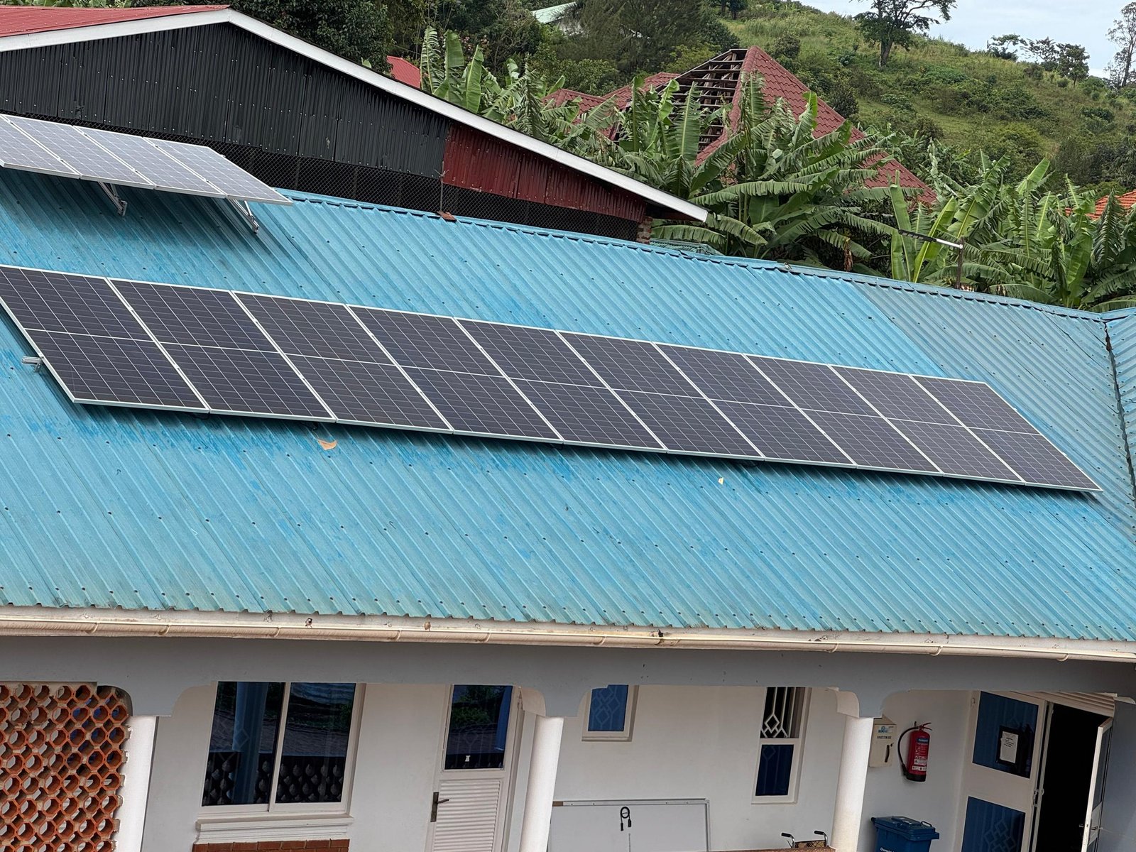 Residential solar panels on rooftop
